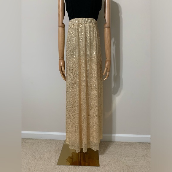 Long Gold Sequin Skirt - Picture 3 of 17